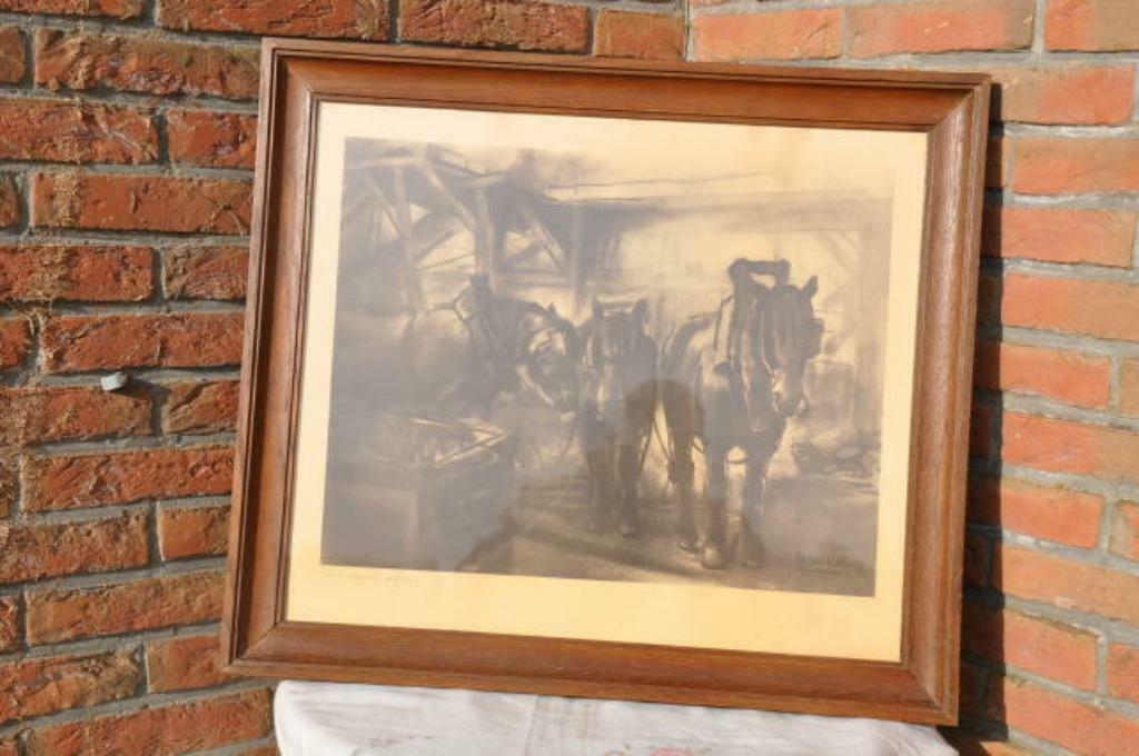 D gravure de Marius Carion "les chevaux a la surface ", Antiquités & Art, Enlèvement ou Envoi