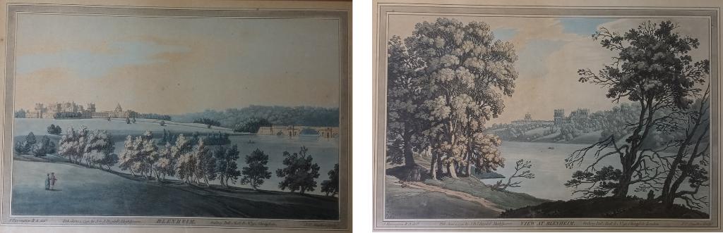 Prachtig koppel originele met de hand ingekleurde antieke aq, Antiek en Kunst, Kunst | Etsen en Gravures, Verzenden