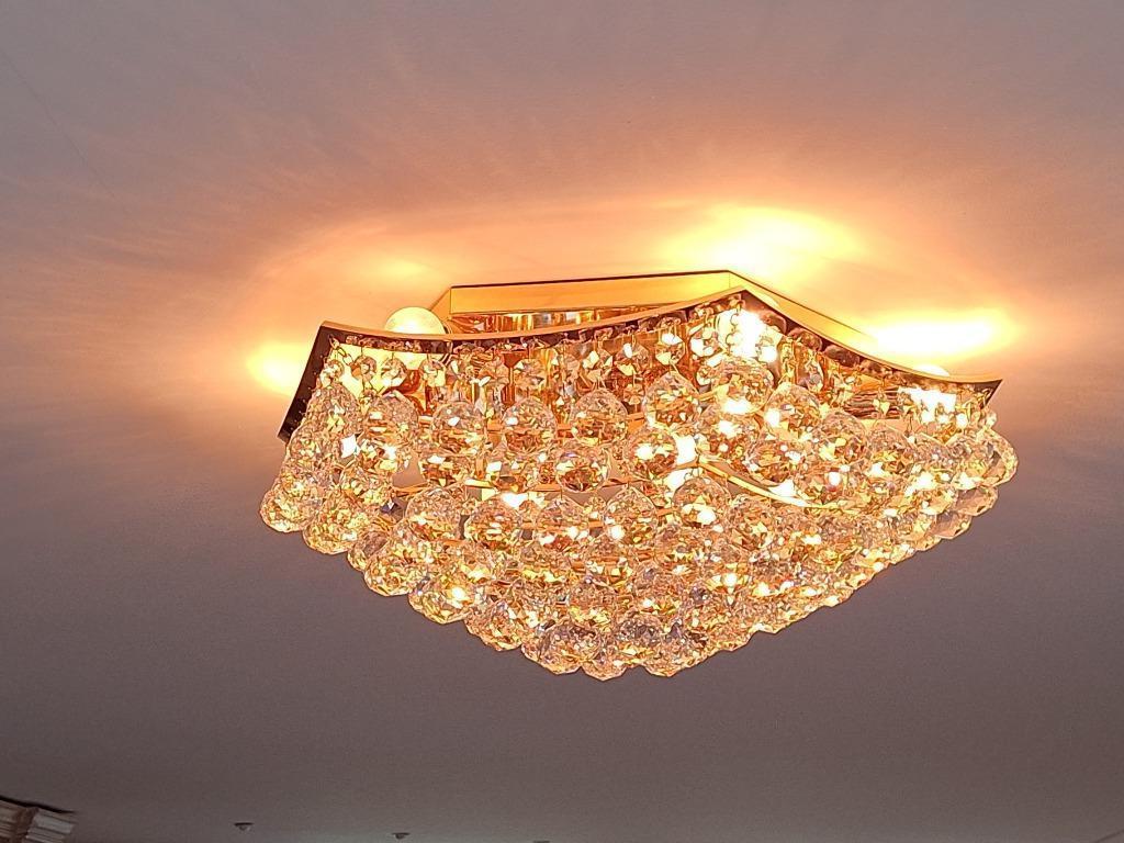 Lustre plafonnier avec boules cristal, Enlèvement, Comme neuf, Autres matériaux