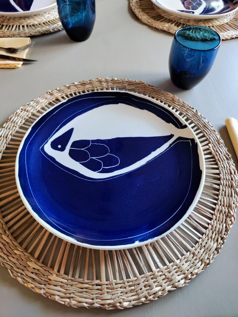 „Maisons du Monde” 6 blauw-witte keramische borden, Huis en Inrichting, Ophalen, Zo goed als nieuw, Keramiek