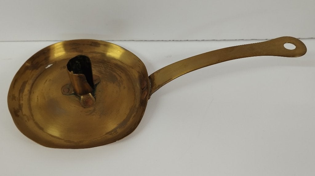 Vintage koperen kandelaar met kaarsendover – set van 2 stuks, Antiek en Kunst, Ophalen of Verzenden, Koper