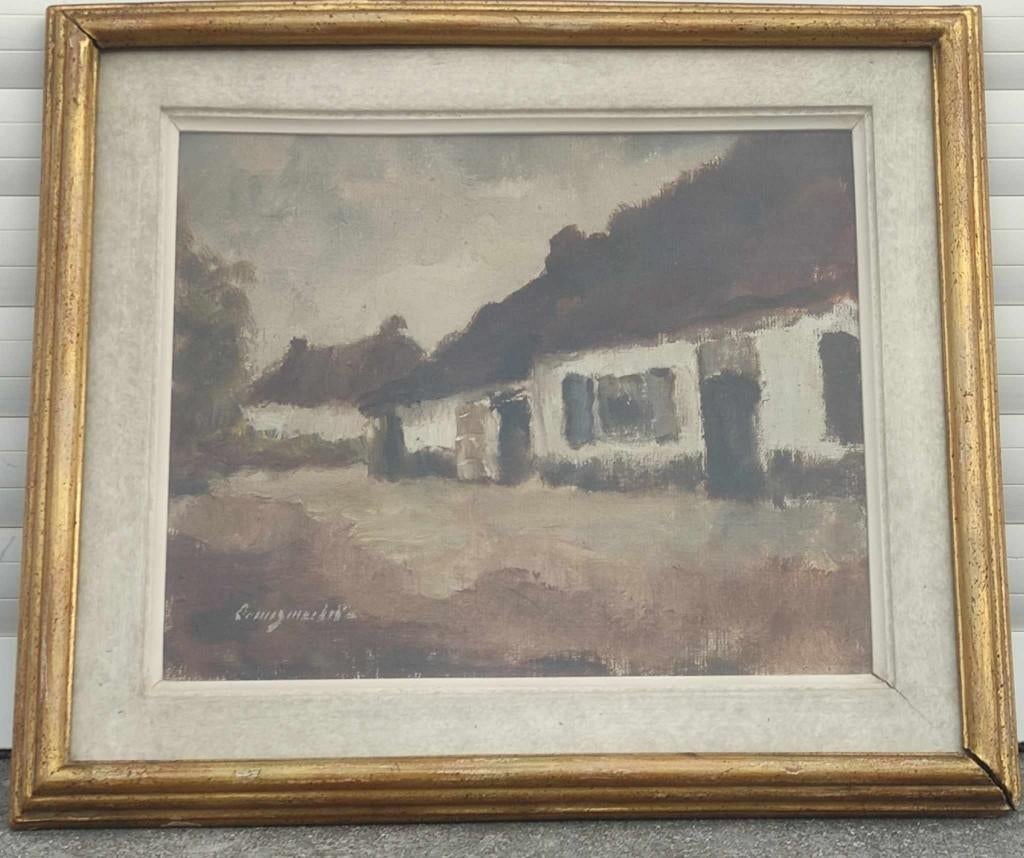 Huile sur toile marouffle maison signe Louis demesmaeker, Ophalen of Verzenden