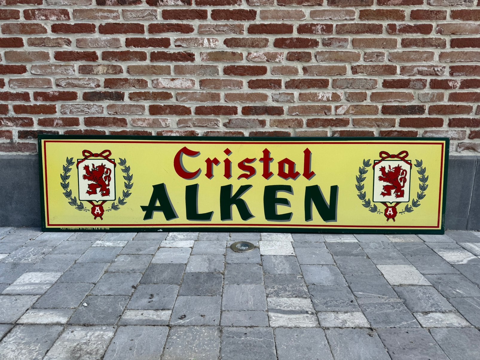 Reclame Cristal Alken, Ophalen, Zo goed als nieuw, Reclamebord