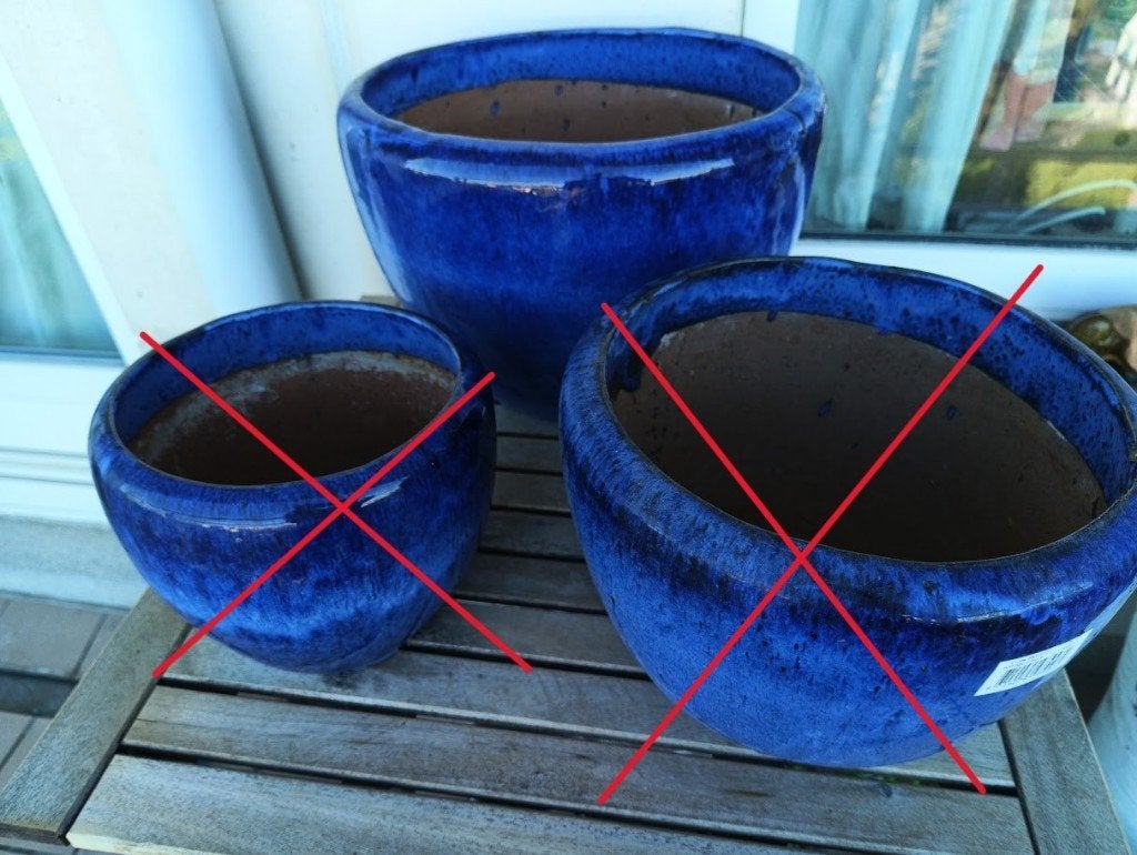 Grand pot en grès vernissé bleu, 25 à 40 cm, Comme neuf, Enlèvement, Intérieur