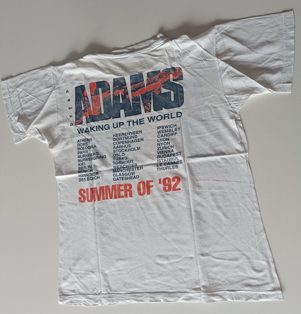 Bryan Adams t-shirt WIT 1992 Waking up the world, Enlèvement ou Envoi, Porté, Taille 56/58 (XL), Blanc