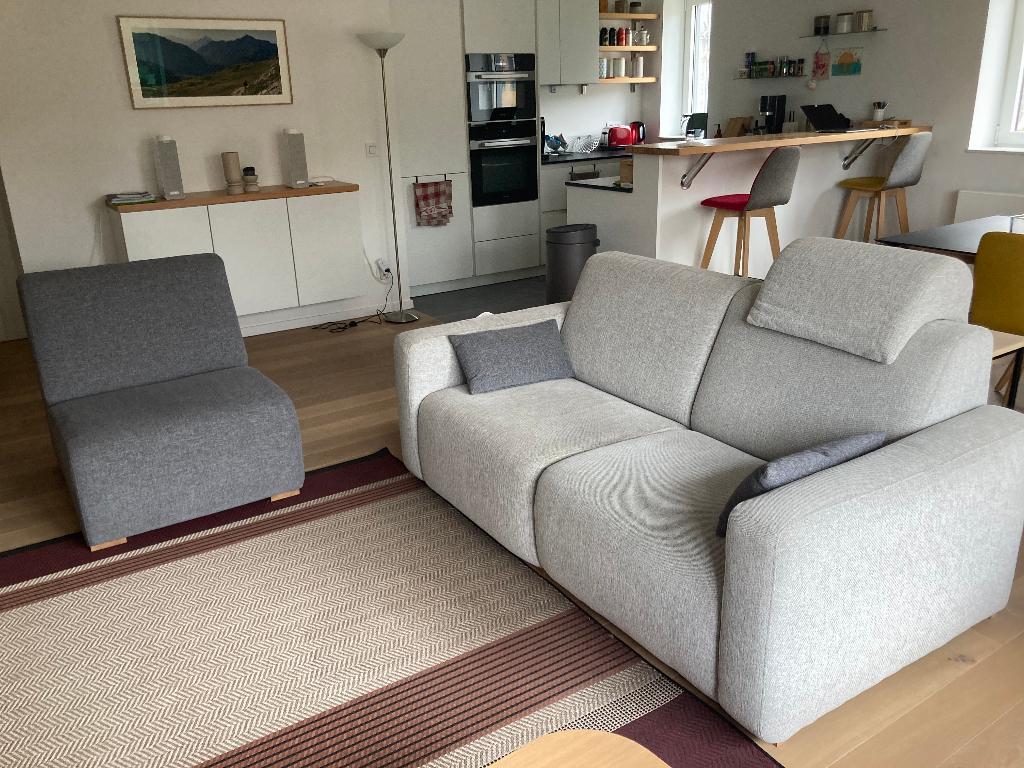 canapé 2 pl. (450 euros) + fauteuil (125 euros), Enlèvement, Utilisé, Tissus