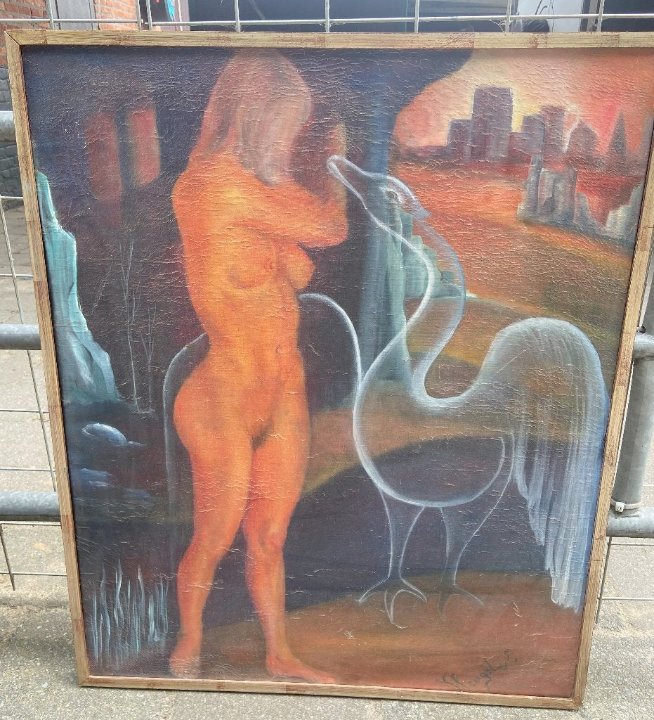 Schilderij vrouw met zwaan, Ophalen, Schilderij