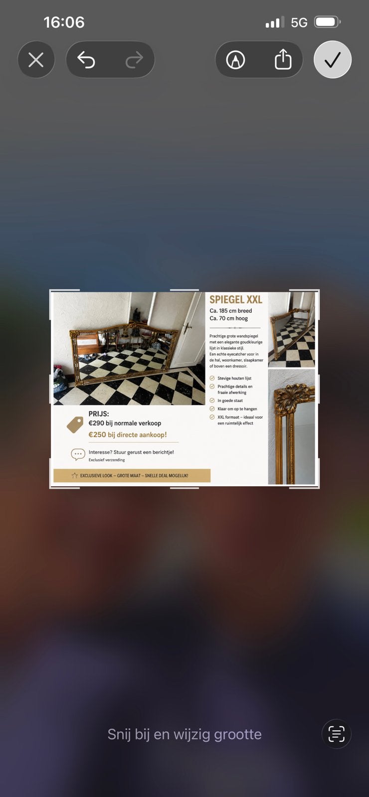 XXL Klassieke Spiegel 185 x 70 cm – Sierlijke Goudkleurige, Maison & Meubles, Accessoires pour la Maison | Miroirs, Enlèvement