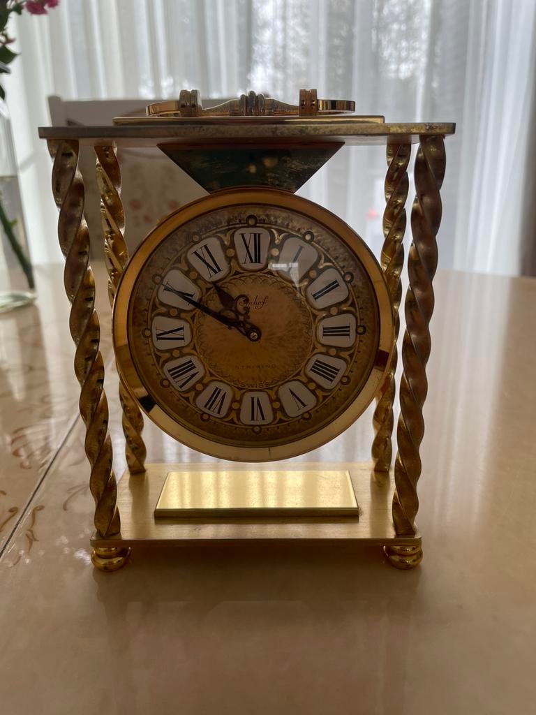 Bucherer 8-Days antiek klok – Imhof, 17 Jewels, Vintage 1960, Ophalen of Verzenden