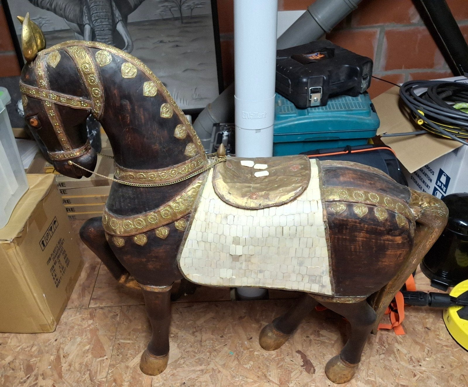 houten paard, Ophalen, Overige onderwerpen, 50 - 100 cm, Handgemaakt