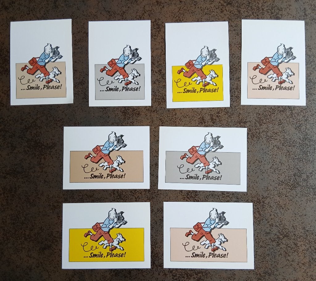 8 cartes postales : Hergé : Tintin "Smile, please !", Collections, Enlèvement
