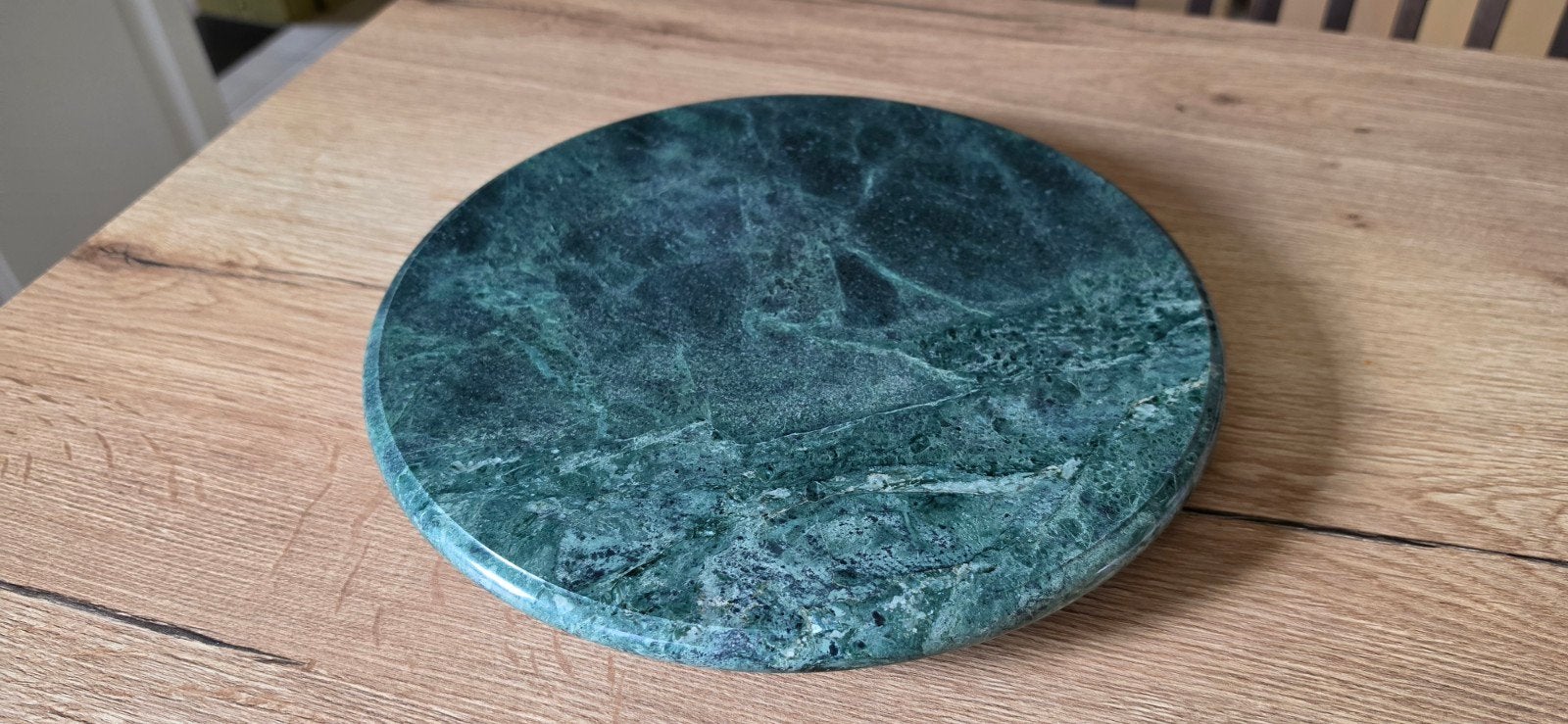 Draaiplateau in groen marmer (lazy susan), Huis en Inrichting, Ophalen, Rond, Zo goed als nieuw, Steen/keramiek