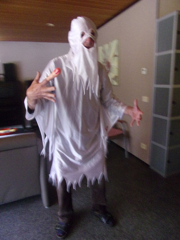 Halloween : Wit spookkleed met kap, Enlèvement ou Envoi, Porté