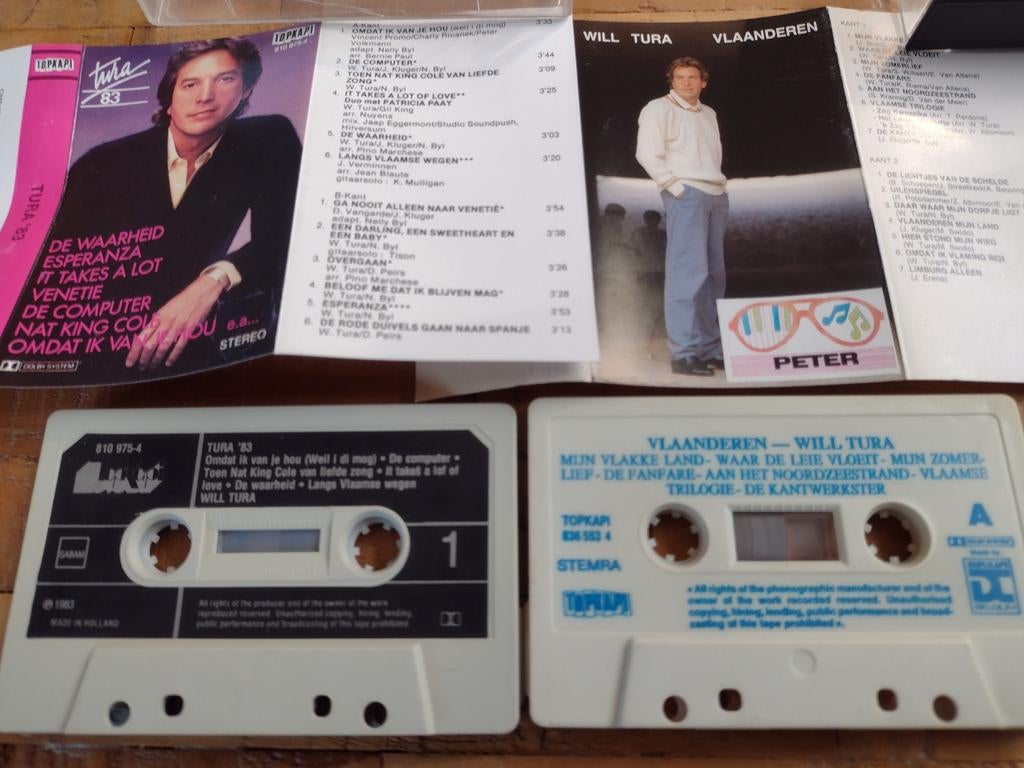 LOT: 2 x MUZIEK CASSETTE WILL TURA: VLAANDEREN-TURA 83, Cd's en Dvd's, Cassettebandjes, Gebruikt, 2 t/m 25 bandjes, Ophalen of Verzenden