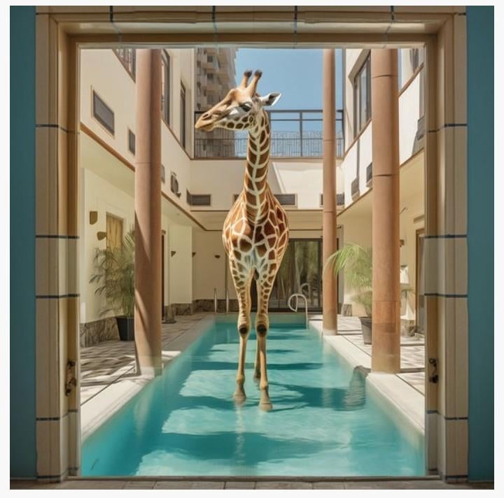Peinture sur verre Girafe dans la piscine 80x80, Tickets & Billets, Deux personnes