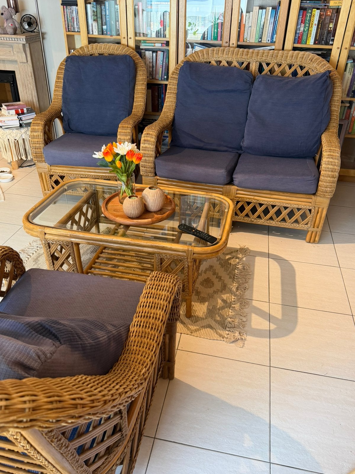 Rotan set 2-zit en 1-zit + tafel, Tuin en Terras, Ophalen, Zo goed als nieuw, Rotan