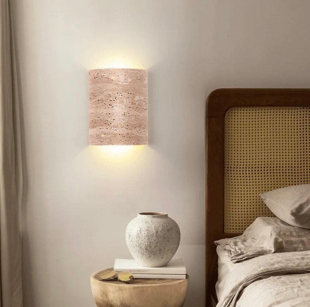 Travertijn wandlamp natuursteen – nieuw in doos, CE, Nieuw, Ophalen of Verzenden, Up & down verlichting, Wandlamp
