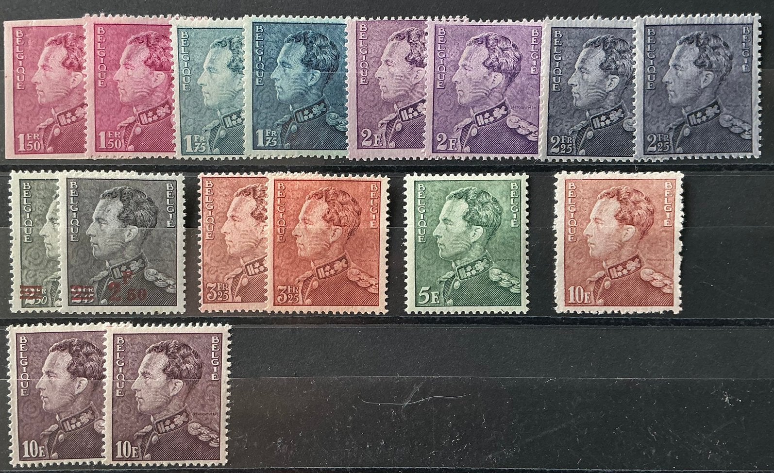LOT A80. LEOPOLD III. 16 zegels. MNH**, Koninklijk huis, Orginele gom, Ophalen of Verzenden, Postfris