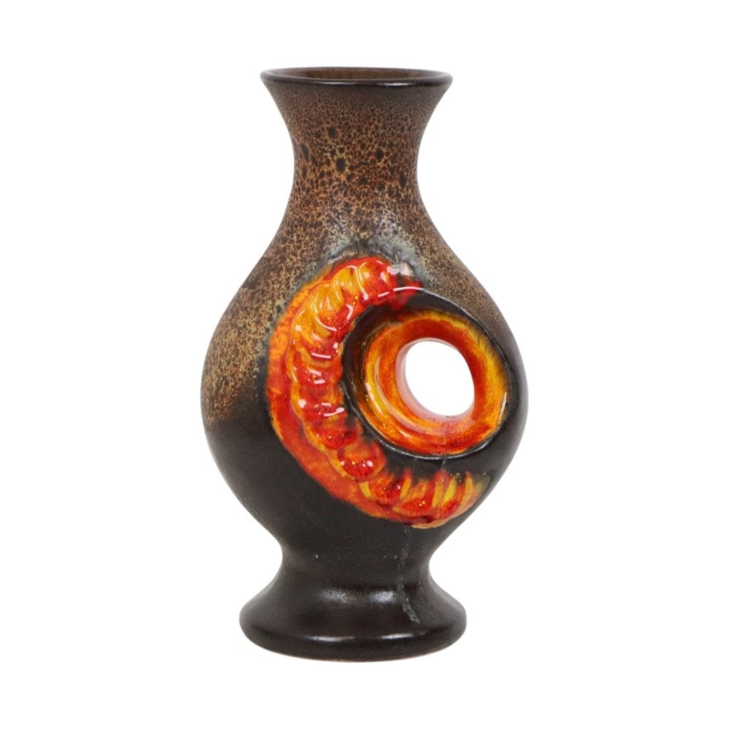 Zeldzame Oranje Fat Lava Vaas West Germany Gerhards 26cm, Antiek en Kunst, Antiek | Vazen, Ophalen of Verzenden