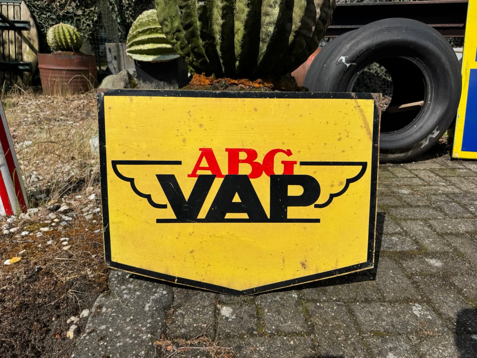 ABG VAP oud garage reclamebord, Ophalen of Verzenden, Gebruikt, Reclamebord