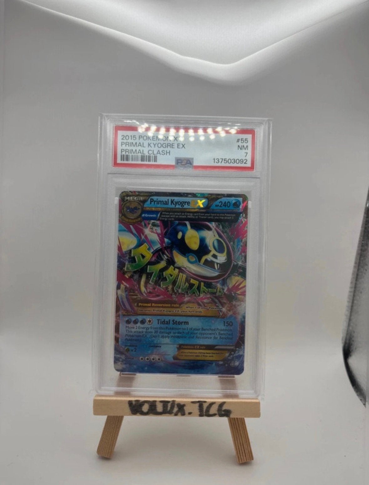 Primal kyogre EX #55 PSA 7, Hobby en Vrije tijd, Verzamelkaartspellen | Pokémon, Zo goed als nieuw, Booster, Ophalen of Verzenden
