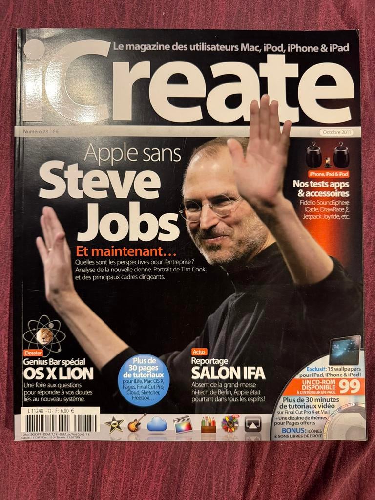 iCreate numéro 73, Octobre 2011, après la mort de Steve Neuf, TV, Hi-fi & Vidéo, Lecteurs Mp3 | Apple iPod, Enlèvement ou Envoi