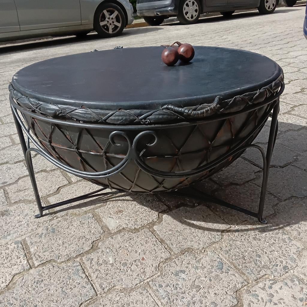 Salontafel (Afrika of India) Trommel en hamers, Glas