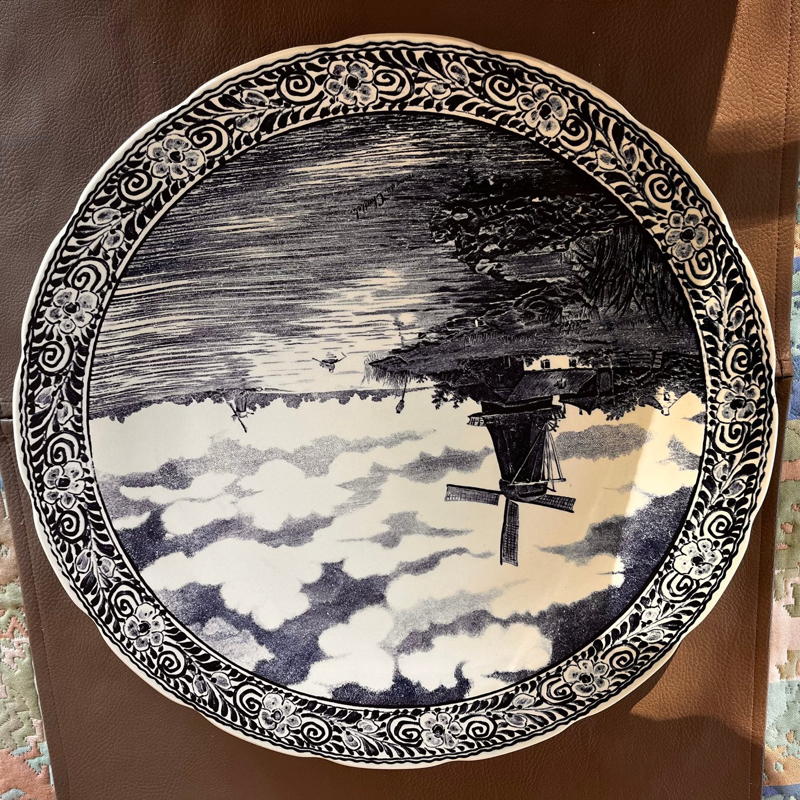 Intact wandbord Delfts blauw met diameter 39cm., Ophalen of Verzenden