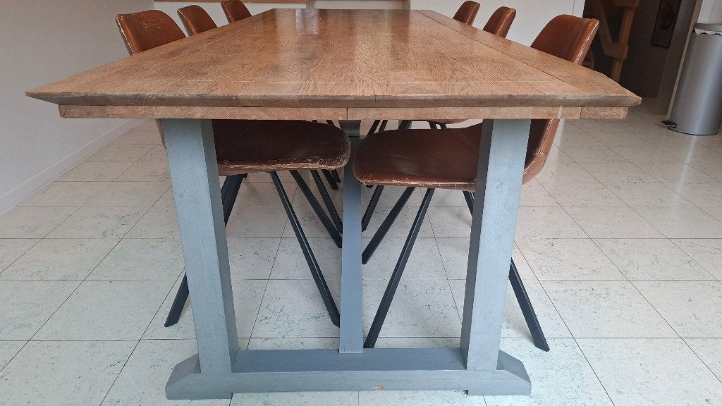 Belle table de ferme en chêne massif, 50 – 75, 200 cm ou plus, Fermette, Enlèvement