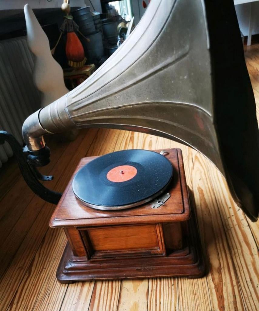 Antieke Grammofoon phonograaf met hoorn, Ophalen