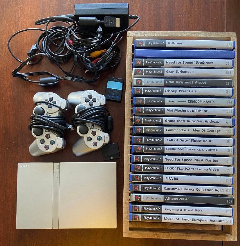 Playstation 2 complète avec 20 jeux, Enlèvement, Utilisé, Argent, Avec jeux
