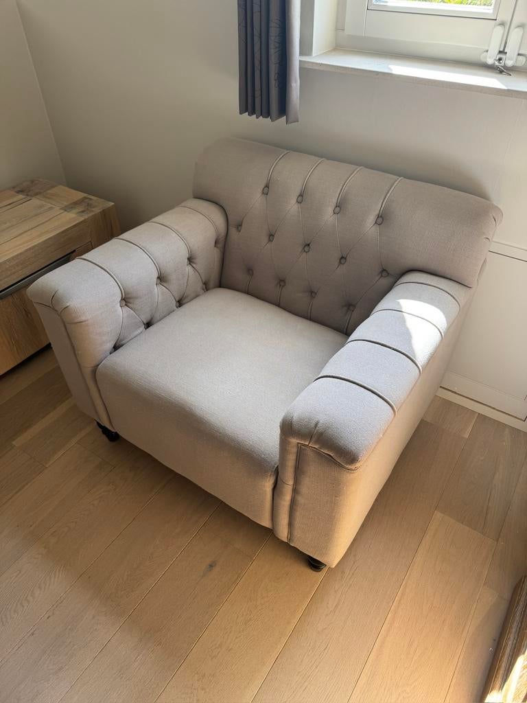 1-zit zetel / fauteuil in stof – Engelse stijl, Huis en Inrichting, Ophalen, Gebruikt, Eenpersoons, Stof