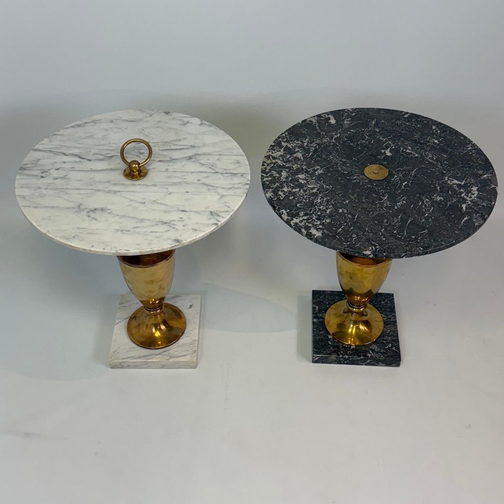 2 tables d'appoint en marbre de style HR de la Maison Jansen, 45 cm, Ensemble, Enlèvement ou Envoi, Table