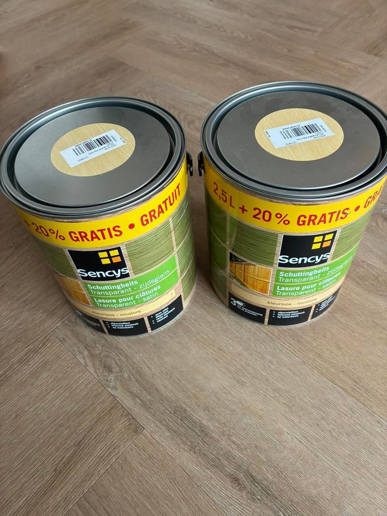 Sencys Schuttingbeits Transparant Zijdeglans 2x 3L, Bricolage & Construction, Peinture, Vernis & Laque, Enlèvement, Comme neuf