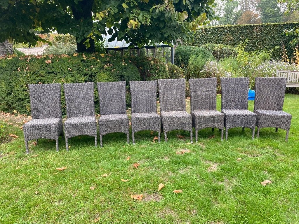 8 tuinstoelen zonder armleuning te koop - Wicker, Enlèvement, Utilisé, Osier