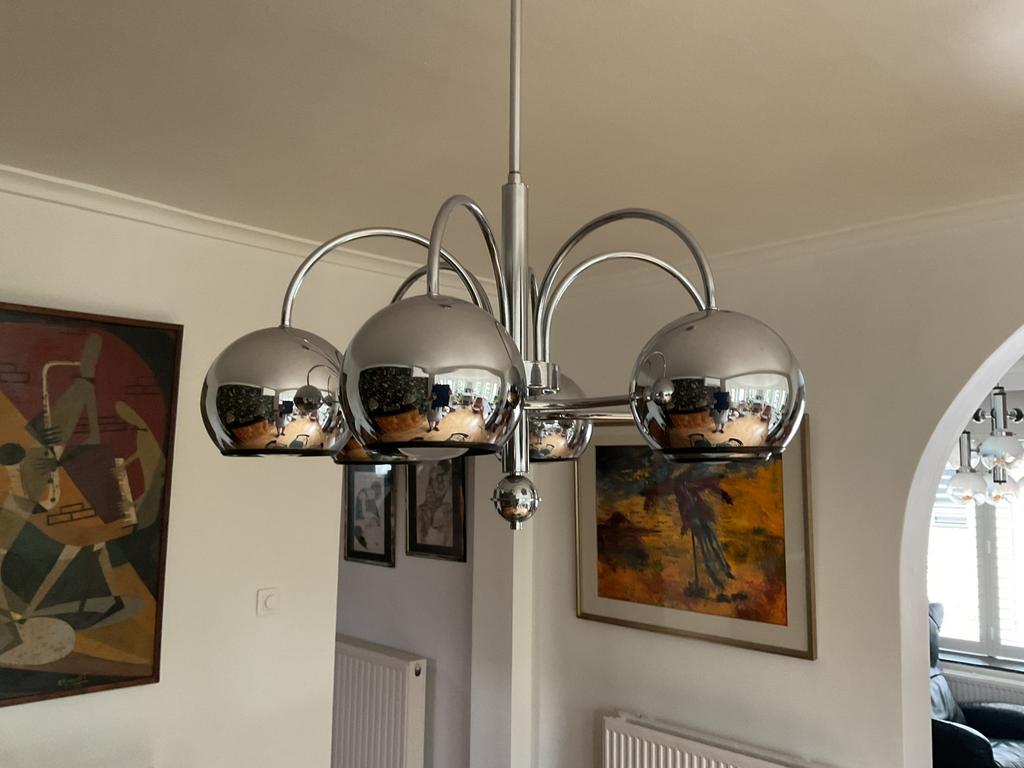 Sputnik. Spage age chroom plafond lamp, Ophalen, Zo goed als nieuw