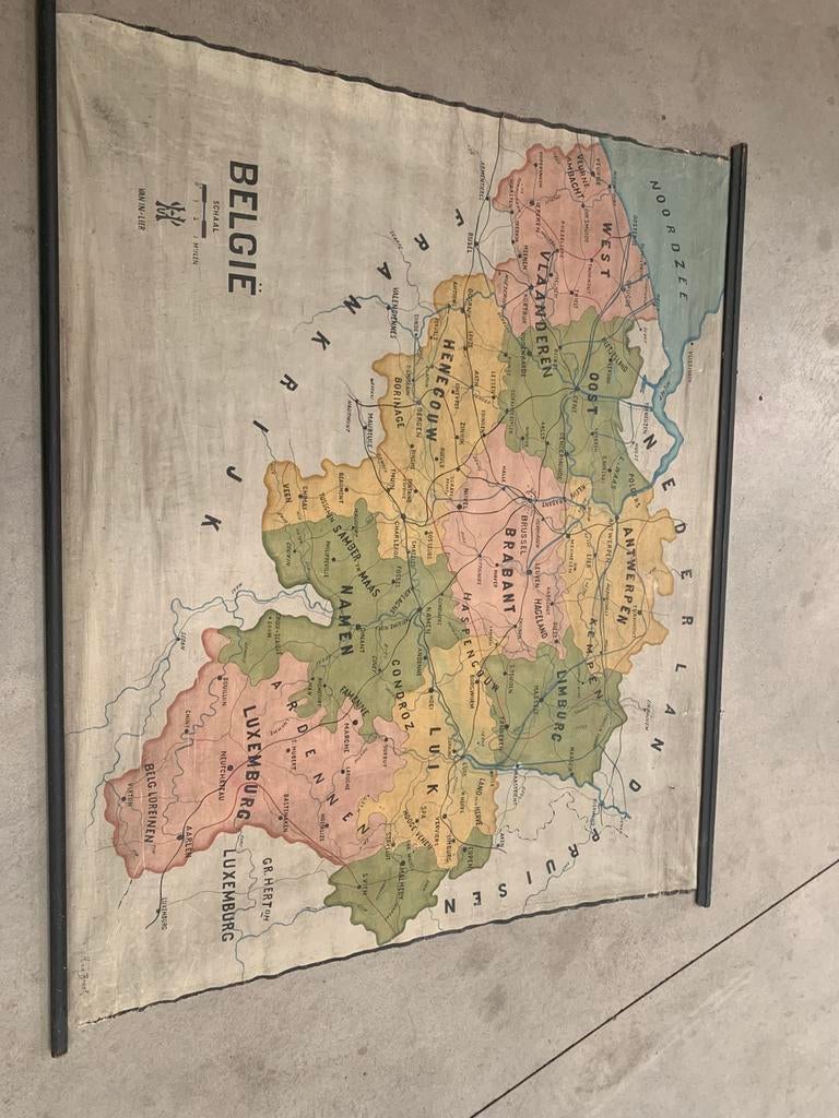 Oude landkaart België, Boeken, Atlassen en Landkaarten, Ophalen, Gelezen, België, Landkaart