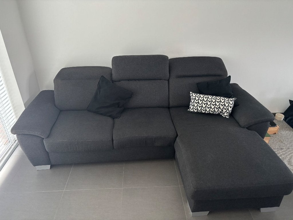 Canapé 3 places gris avec têtières reglables, Maison & Meubles, Trois personnes, Banc droit, Enlèvement, Utilisé