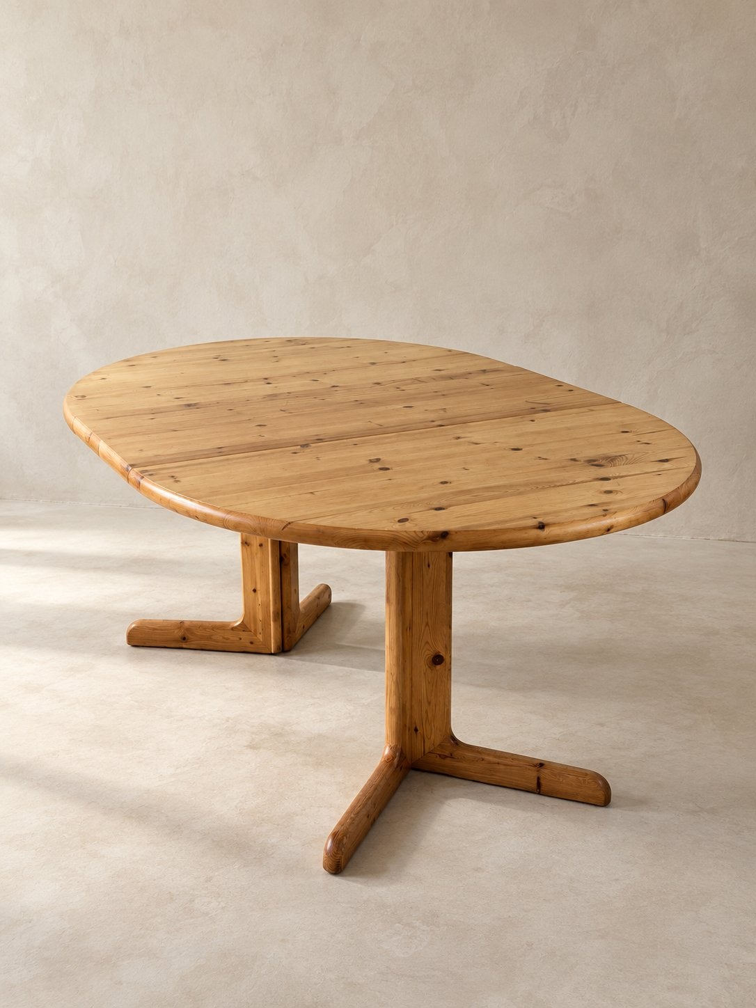 Table vintage en pin, Enlèvement, Comme neuf, Ovale
