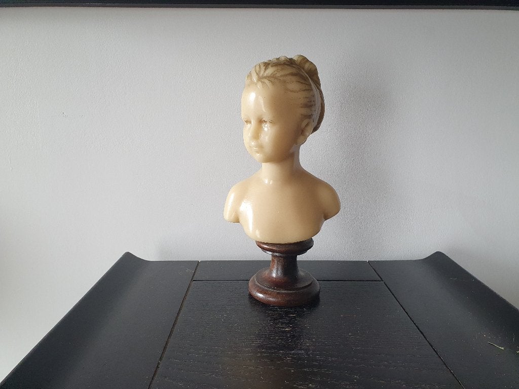 Buste en cire art déco d'après jean Louis Houdon, Marqué, Buste, Femme, Autres matériaux