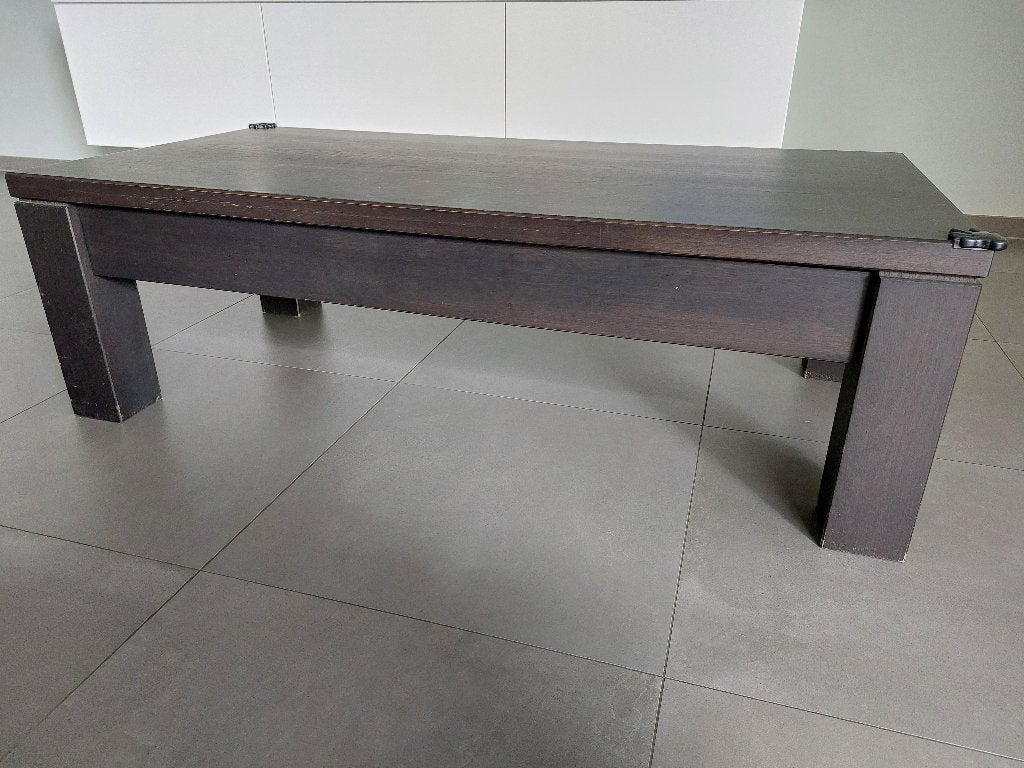Donkerbruine houten salontafel, 100 à 150 cm, Landelijk, Enlèvement, Utilisé