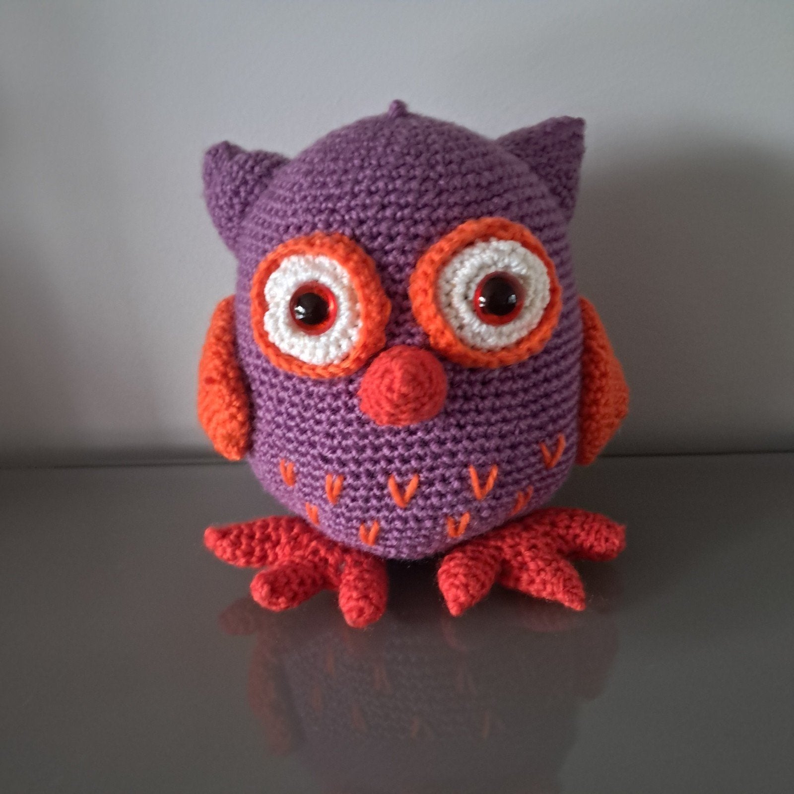 Oehoe uiltje.  Gehaakt mauve kleur 15 cm, Handgemaakt, Nieuw, Klein (minder dan 20 cm), Ophalen