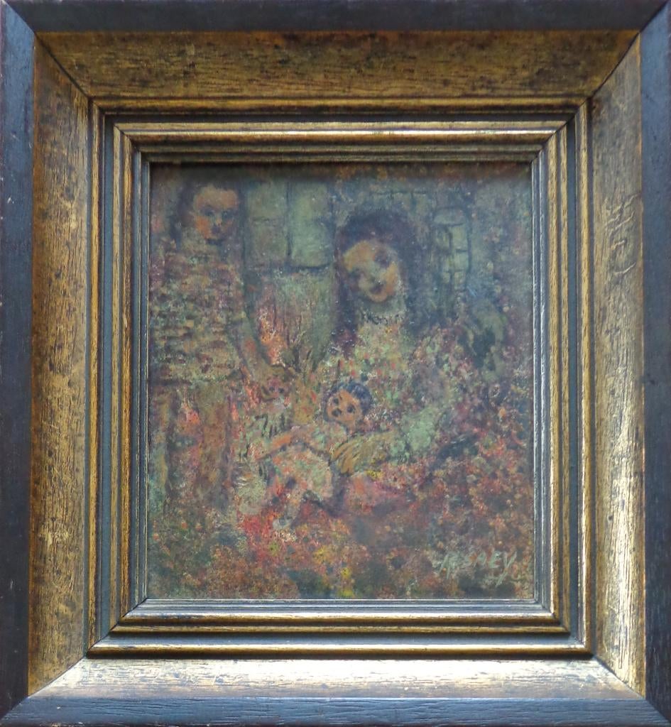 RENAAT SAEY / MEISJES MET POP / OLIEVER / 26x24cm / KADER, Enlèvement ou Envoi