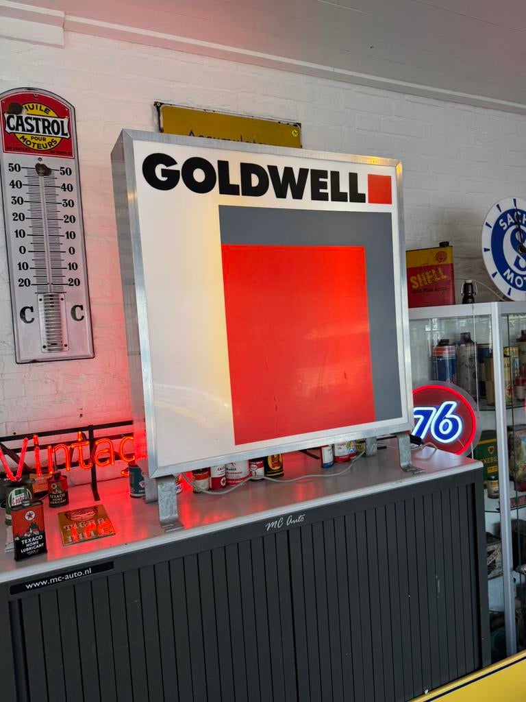 Ancienne boîte à lumière publicitaire GOLDWELL, Enlèvement, Utilisé, Table lumineuse ou lampe (néon)