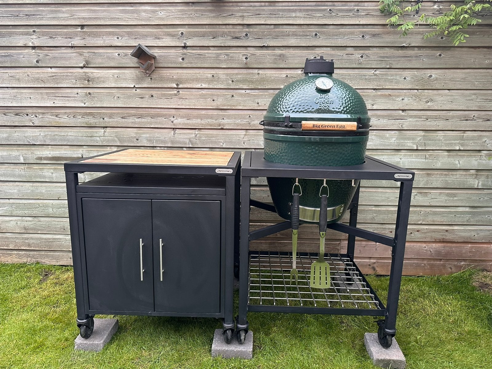Big Green Egg Buitenkeuken met kast + Big Green Egg Large., Tuin en Terras, Ophalen, Zo goed als nieuw, Met accessoires