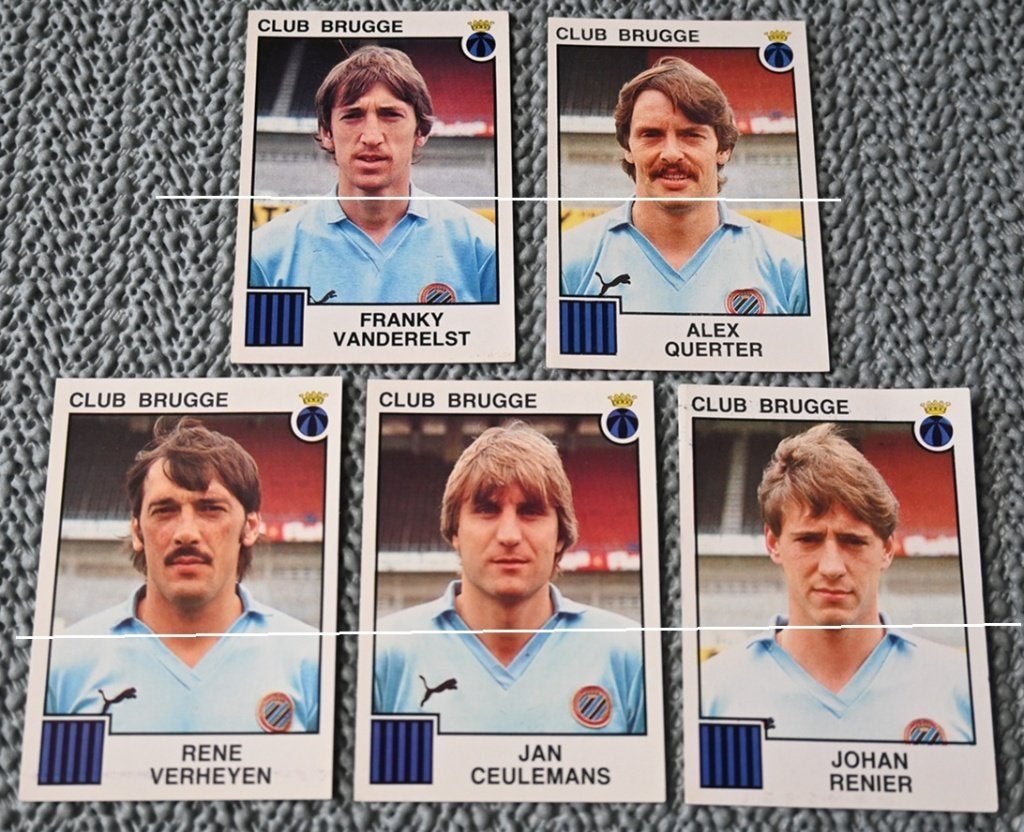 Panini Football 85 / Club Brugge / 5 stickers, Verzenden, Zo goed als nieuw, Poster, Plaatje of Sticker
