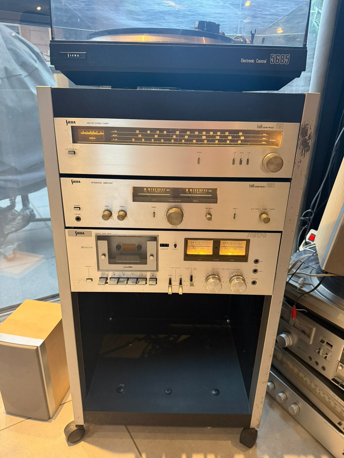 Siera Philips audio set losse componenten in meubel, Ophalen, Philips, Cassettedeck, Losse componenten