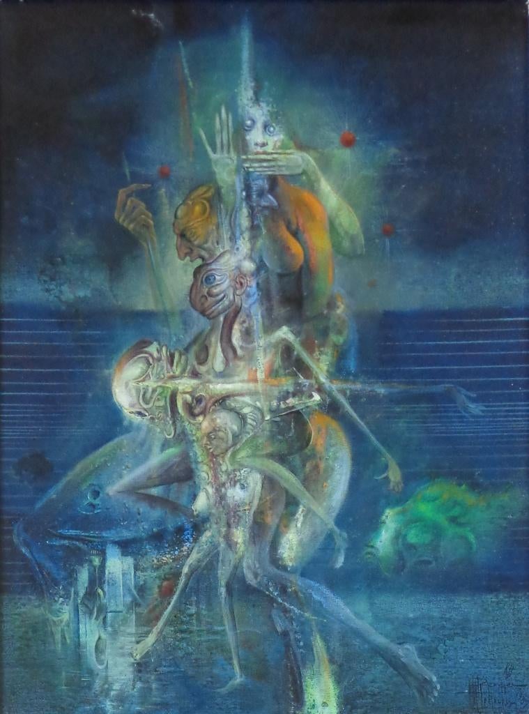 ROGER VAN BELLEGHEM / WEZENS / OLIEVERF PANEEL / 91x73cm, Enlèvement, Signé, Peinture à l'huile