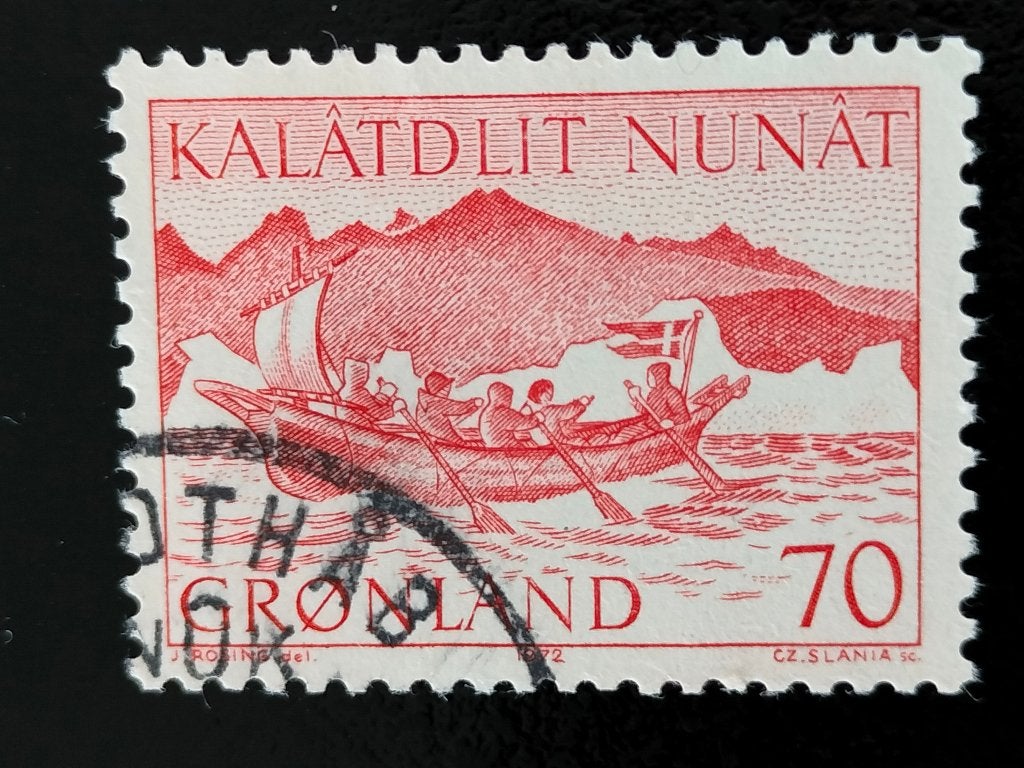 Groenland 1971 - postbedeling per umiak (vrouwenboot), Verzenden, Denemarken, Gestempeld