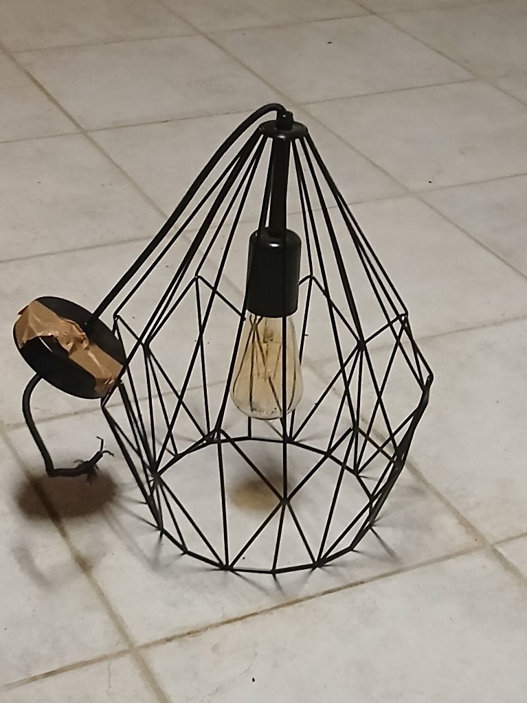 Industriële Moderne metalen hanglamp, Ophalen, Zo goed als nieuw, Metaal, E27 (groot)